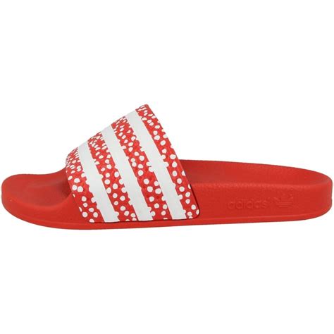 adidas badelatschen in rot mit schrift